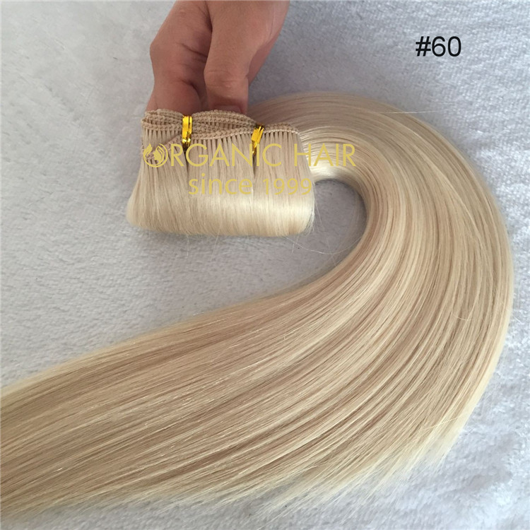 Top quality hair extensions hand tied weft--color #60   C33